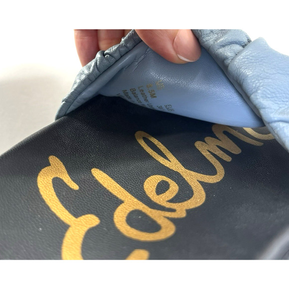 Sam Edelman Velma Blue Ruched Strap Leather Sandal Size 8.5M Resortwear Boho - Picture 5 of 5